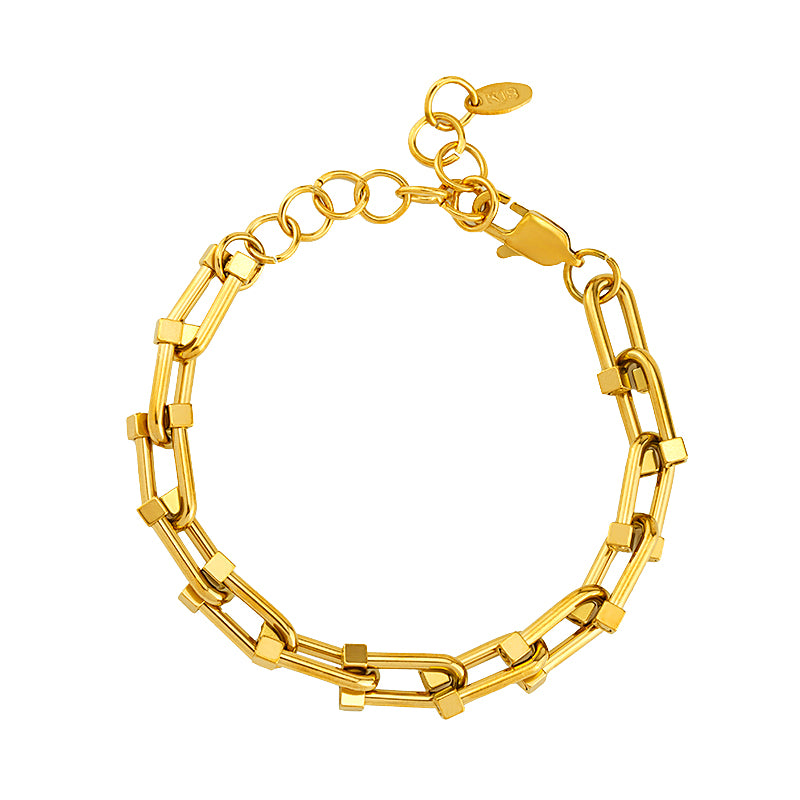 Women's Stainless Steel Link Chain Bracelet - Gold & Silver