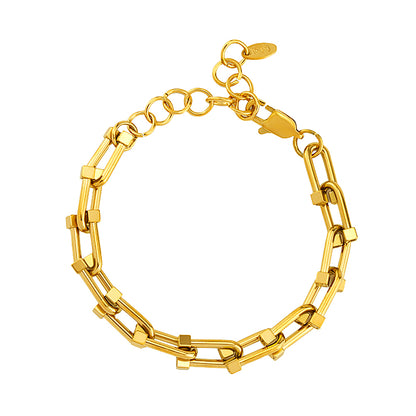 Women's Stainless Steel Link Chain Bracelet - Gold & Silver