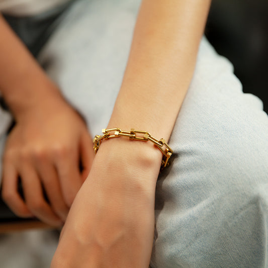 Women's Stainless Steel Link Chain Bracelet - Gold & Silver