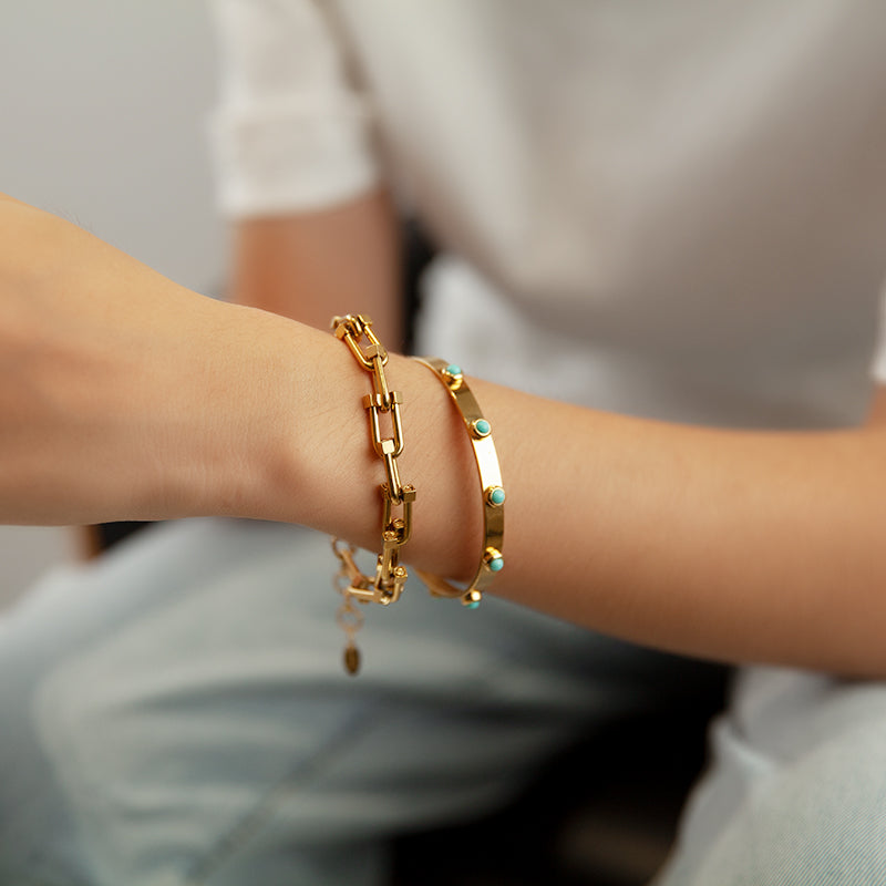 Women's Stainless Steel Link Chain Bracelet - Gold & Silver