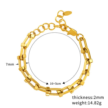 Women's Stainless Steel Link Chain Bracelet - Gold & Silver