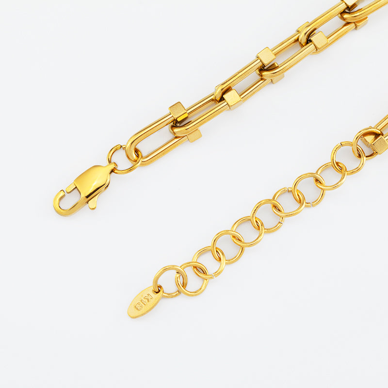 Women's Stainless Steel Link Chain Bracelet - Gold & Silver