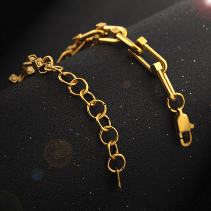 Women's Stainless Steel Link Chain Bracelet - Gold & Silver